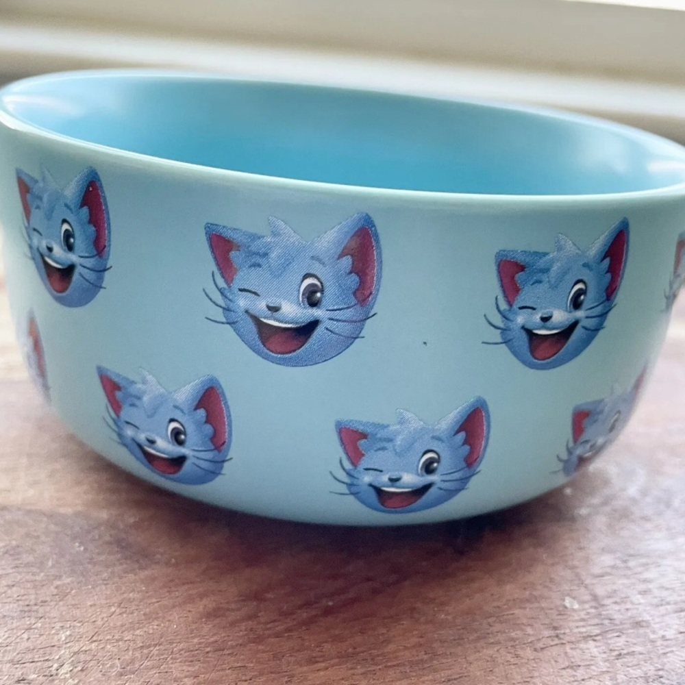 Blue Cat Ceramic Bowl- Super Cute Animated Kitty